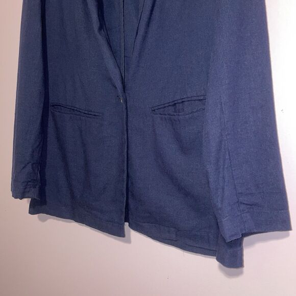 Old Navy Linen Blazer Women Size M Navy Blue Jacket Office Career Neutral - Picture 3 of 7